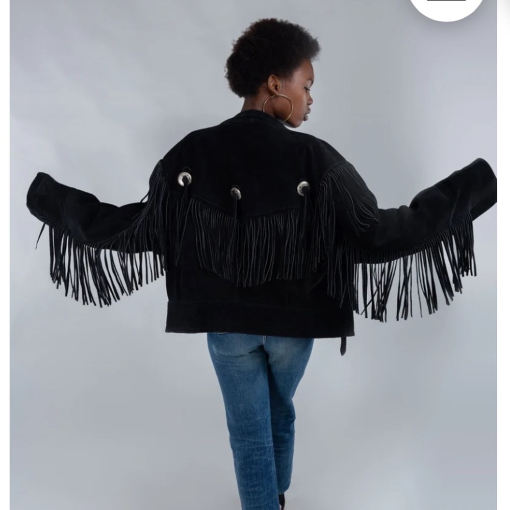 Vintage A.M.I London Western Fringe Jacket Suede Southwestern Cowboy Boho L